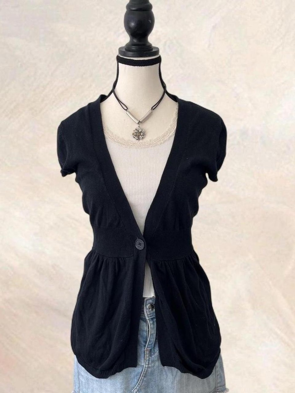 B.U.M Equipment Black Babydoll Cardigan